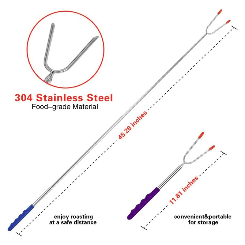 Briout Marshmallow Roasting Sticks 12 Colors Extra Long 45'' Stainless