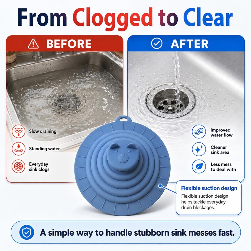 Bathtub Drain Stopper, 6 Inch Silicone Tub Stopper, Reusable Suction