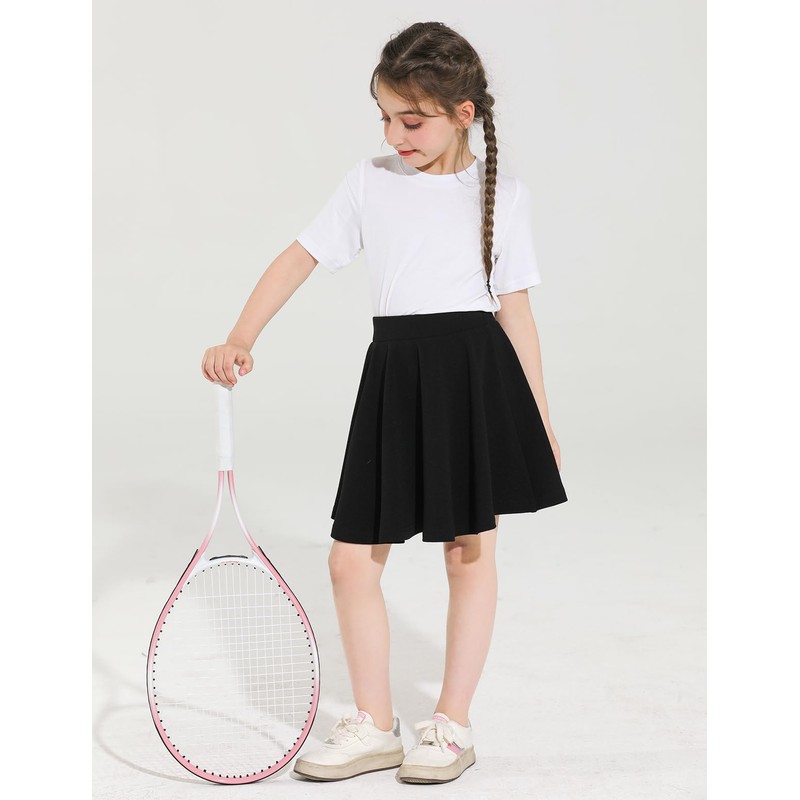 Hvididan Black Skirt for Girls,Size 13-14 Uniform Pleated Skater Skirts