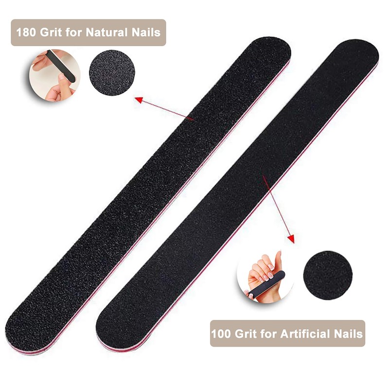 Nail Files Set, 20PCS 100/180 Grit Professional Nail Files Double