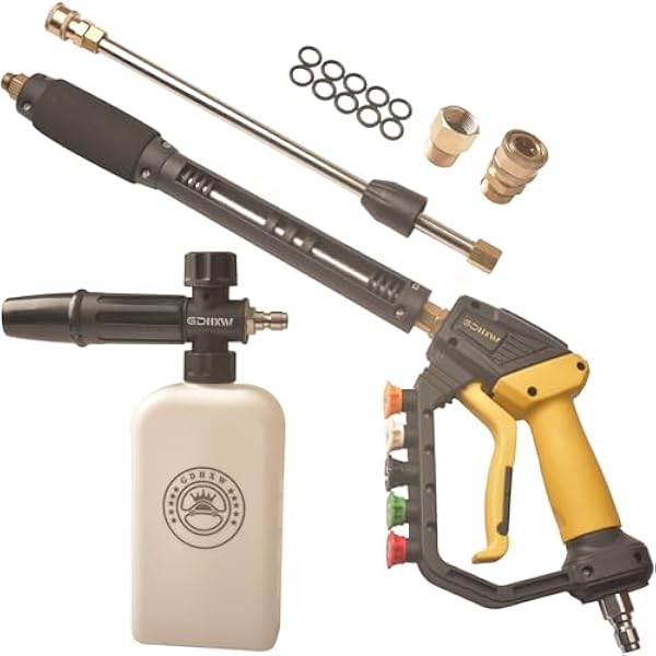 GDHXW Adjustable Length High Power Washer Gun 5000PSI,with Foam Cannon