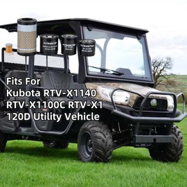 FLTRUCKTOP Oil,Fuel,Air,Hydraulic Filters Kit Fits For Kubota RTV-X1140 RTV-X1100C RTV-X1120D Utility Vehicle Replaces HH150-32094 6A320-59930 HHK70-14070 HHK32-16770 1G319-11210
