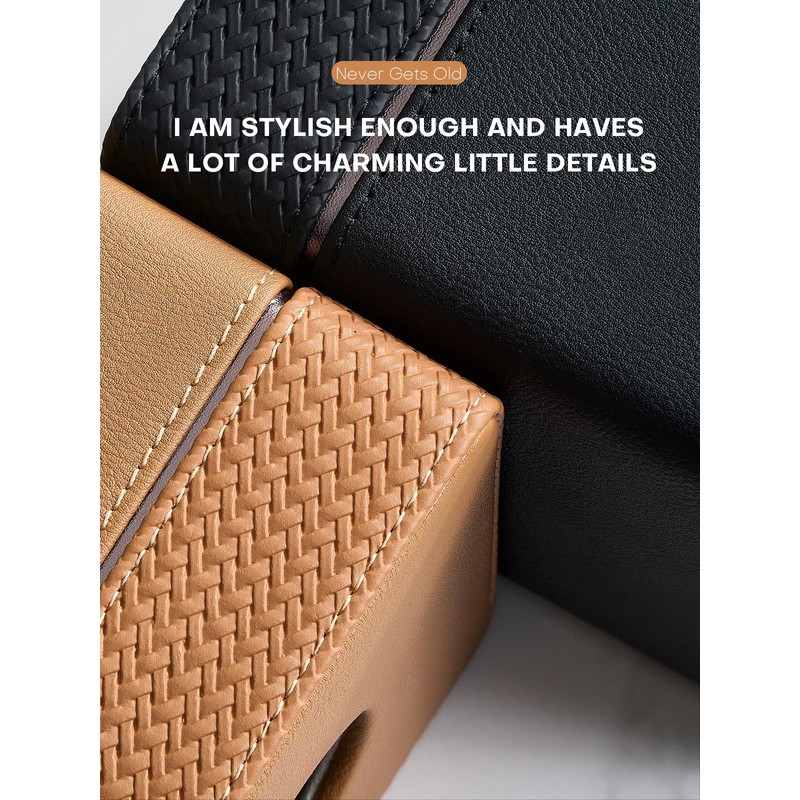 Cloudever Tissue Box Holder Cover, Modern PU Leather Square Decorative