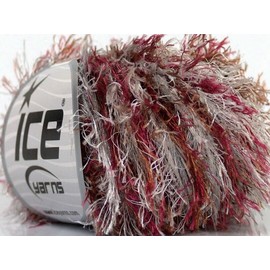 ICE Aspen Eyelash Colorful #33976 Wine White Silver Brown Eyelash Yarn 50gr 82 yards