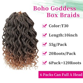 10 Inch Brown Short Curly Crochet Hair for Black Women Locs Crochet Hair Box Braids Crochet Hair Curly Crochet Box Braids Hair Extensions