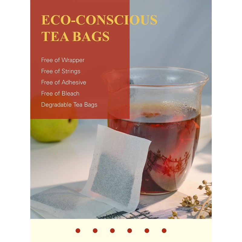 GLDNT Organic Pu-erh Tea Bags, Fermented Yunnan Dark Tea, Bold