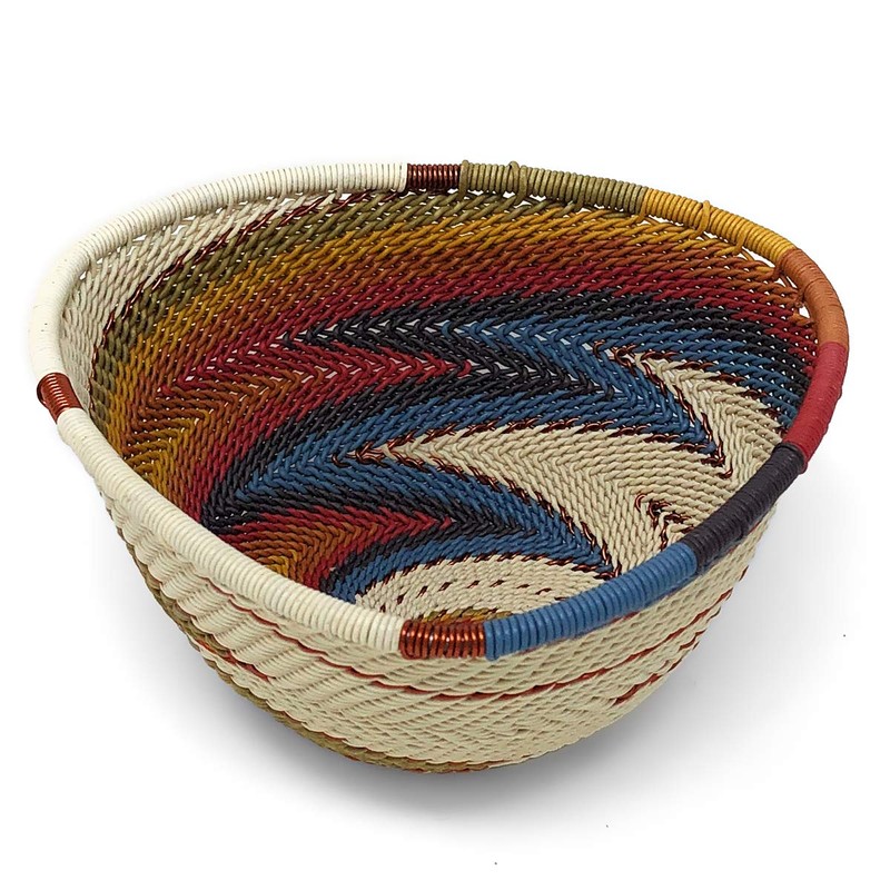 African Fair Trade Zulu Telephone Wire 4-1/2" Small Triangle Basket,