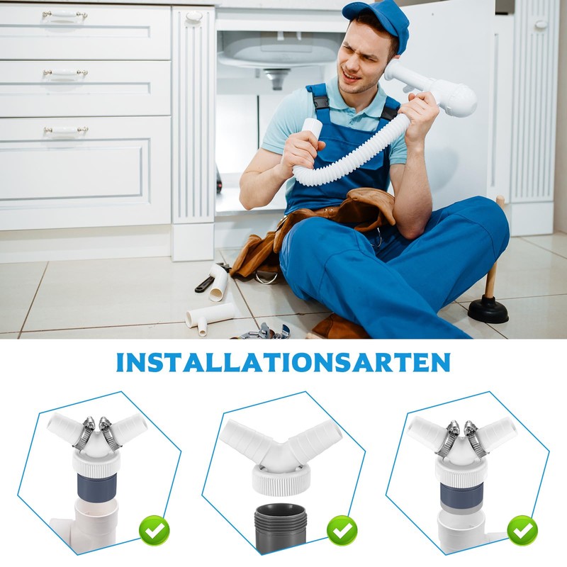 Washing Machine Drain Adapter, Double Connection Drain Adapter for Dishwasher