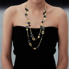 Bocar 2 Layer Long Necklaces for Women Statement Resin Strand Chain Necklace Costume Gift Jewelry(NK-10762), long, Resin, No Gemstone