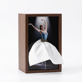 Ballerina Tissue Box – Elegant Wooden Ballet Girl Tissue Box Cover, Flying Skirt Tissue Holder for Home Office Bathroom Decor ﻿