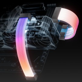 AsiaHorse ARGB LED Light Strip Cover Kit for Sleeve Cable 24Pin 20.5CM + 2*8Pin 26CM ARGB 5V 3Pin 80+81 LED Lamp Beads Extra Long 20,000 Hours Shelf Life, RGB Compatible with Asus Aura ASRock GIGABYTE