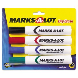 Avery 24409 Marks-A-Lot Desk-Style Dry Erase Marker, Chisel Tip, Assorted, 4/Set