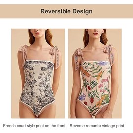 BIMENDOS Trajes de Baño Mujer,Traje de Baño con Control de Abdomen,Traje de baño Floral de una Pieza para Mujer,Monokini Reversible,para Playa Piscina (MX/US, Alfa, Mediano, Regular, Regular, Rosa)