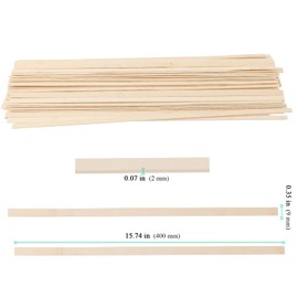 SENJEOK 100 PCS Long Bamboo Craft Sticks, 40 x 0.9 x 0.2 cm Wooden Strips for Star Lantern Making DIY Craft
