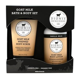 Dionis Goat Milk Skincare Vanilla Bean Scented Whipped Body Scrub  Lotion Set de regalo  Hidrata y restaura todos los tipos de piel  Suave manzanilla 