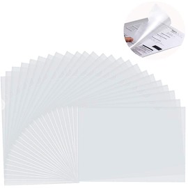 50 Pack L-Type Plastic Document Folder, Clear Document Folder Copy Safe Project Pocket US Letter/ A4 Size in Transparent Color (Folder 50 Pack)