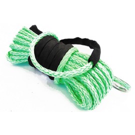 Synthetic Winch Rope ATV Extension UTV Cable Winch Line Cable Rope with Protective Sleeve SUV Jeep Truck Towing Accessories 3/8 inch x 50 feet (Green)
