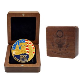 250th Anniversary USA Coin(1776–2026), Golden U.S. Flag & Eagle Liberty Bell Design Collectible Coins, 250 Merchandise with Wood Gift Box for Patriotism, History Lovers