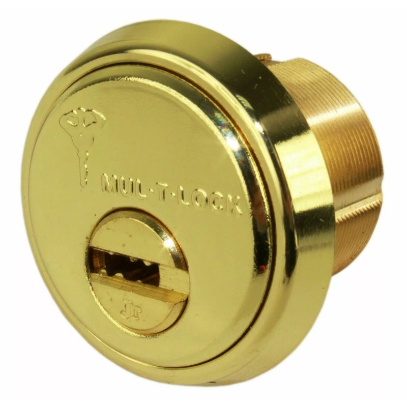 Mul-T-Lock Junior Polished Brass Rim/Mortise Cylinder With 2 Keys -