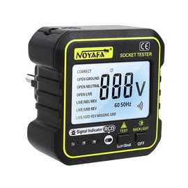 NOYAFA Socket Tester, RCD Test with 7 Types of Fault Diagnosis and LCD Voltage Display, Leak Voltage, FI Test, 90-250V/50-60Hz for Plug Safety Test, Socket Earth Test ZPCT-1806A