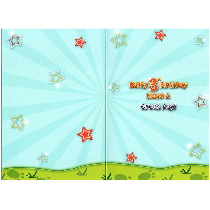 Dinosaur Birthday Card for 3rd Birthday. 3 Happy Birthday