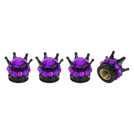A ABSOPRO Tire Valve Stem Caps 12.8x15.8MM Car Wheel Valve Cap ABS Black Purple Faux Crystal Crown Style for Car Bike Motorcycle Truck Anti Crash Tyre Valve Stem Cover Valve Dust Cap 4 Pcs