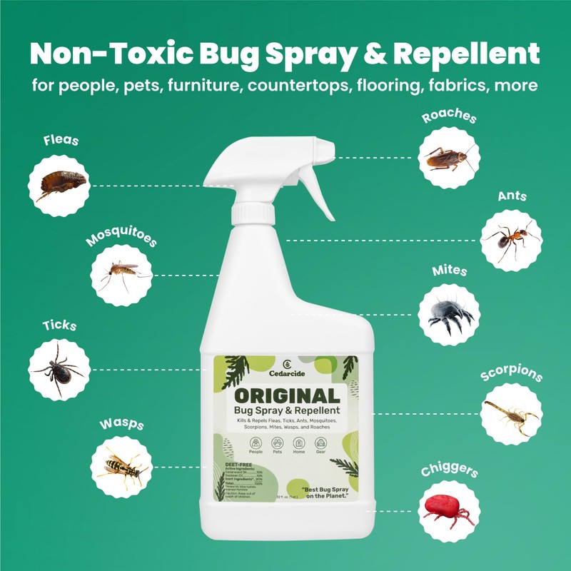 Cedarcide Original Bug Spray | Repel & Kill Fleas, Ticks,