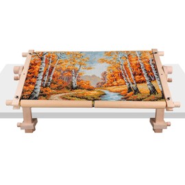 Simple Embroidery Frame and Embroidery Holder Combo Set，Beech Wood Fixable Desktop Cross Stitch Scroll Frame, Quilting Frames, Stitching Frame for Sewing, Cross Stitch, Needlepoint Holder