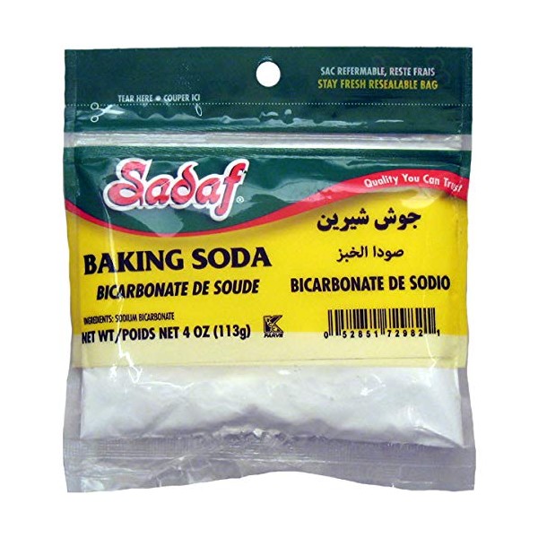 Sadaf Baking Soda - Baking Soda for Cooking and Baking - Sodium Bicarbonate - Kosher - 4 Oz Resealable Bag