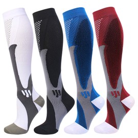 4 Pairs Compression Socks for Men and Women 20-30 mmHg Compression Stockings