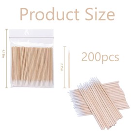 200 Pcs Pointed Cotton Buds,Wood Q Thin Cotton Tips Buds Pointed Tip,Sterile Applicator Cleaning Beauty Make-Up Color Nail Seam Dedicated Dirty Picking Diaposable 7cm length for Beauty Make Up Reusabl