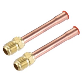 sourcing map Brass Pipe Fitting, 3/8 SAE Flare Connector Male Thread Adapter with Copper Tube for Air Conditioner HVAC System