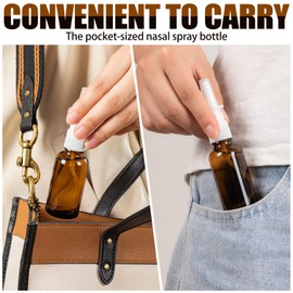 ZHWKMYP 80 Pcs Nasal Spray Bottle Empty, Brown Glass Refillable Fine Mist Nasal Spray Bottles with 16 Funnels and 16 Labels (30ML/1oz)