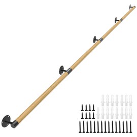 10FT Round Wooden Handrail for Indoor Staircase Handrail,Wall Mount Support Stair Railings, Non-Slip Safety Corridor,Lofts,Patio,Guardrail Wood Hand Railings for Elderly,Children,Disable People