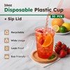 16oz Disposable Plastic Cups with Strawless Sip Lids – Set