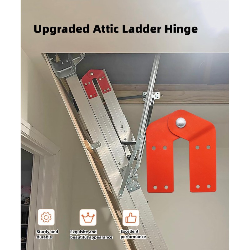 2Pcs New Attic Ladder Hinge,Aluminum Step Ladder Hing Kit