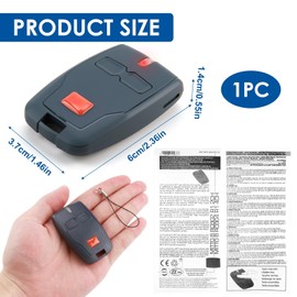 Garage Door Remote Control BFT 433.92 MHz, 2 Channels for BFT Mitto 2 B, Ghibli, Kleio, TRC 2, RCB2, Rolling Code Garage Door Opener Compatible and Automatic Gates, Garage Door Remote Control