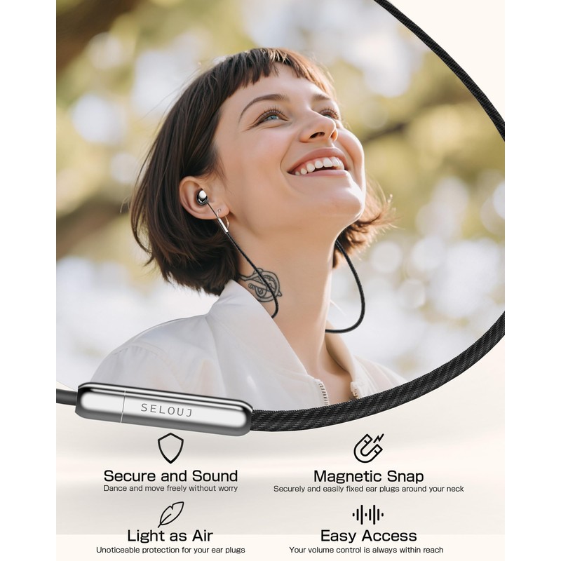 Ear Plugs for Sleeping and Concerts with Cord, Anti-Loss Reusable