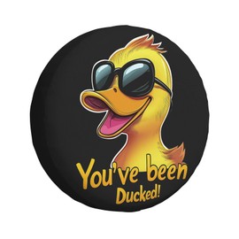 REVENEVER Spare Tire Cover for RV SUV Car Funny Yellow Duck Print Waterproof Dustproof Tire Cover for JP Camper Travel Trailer Truck