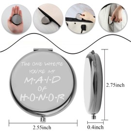 PLITI Maid of Honor Compact Mirror Bridal Shower Gift The One Where You're My Maid of Honor Wedding Pocket Mirror (Where Maid Honor CMbl)
