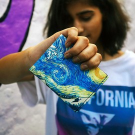 SUPERVEK Starry Night Great Wave Stitched Tyvek Paper Mighty Wallet - Vegan Thin Tear & Water-Resistant Slim Wallet for men - Mens Credit Card Holder Wallet - Streetwear Bifold Wallets for Men - RFID