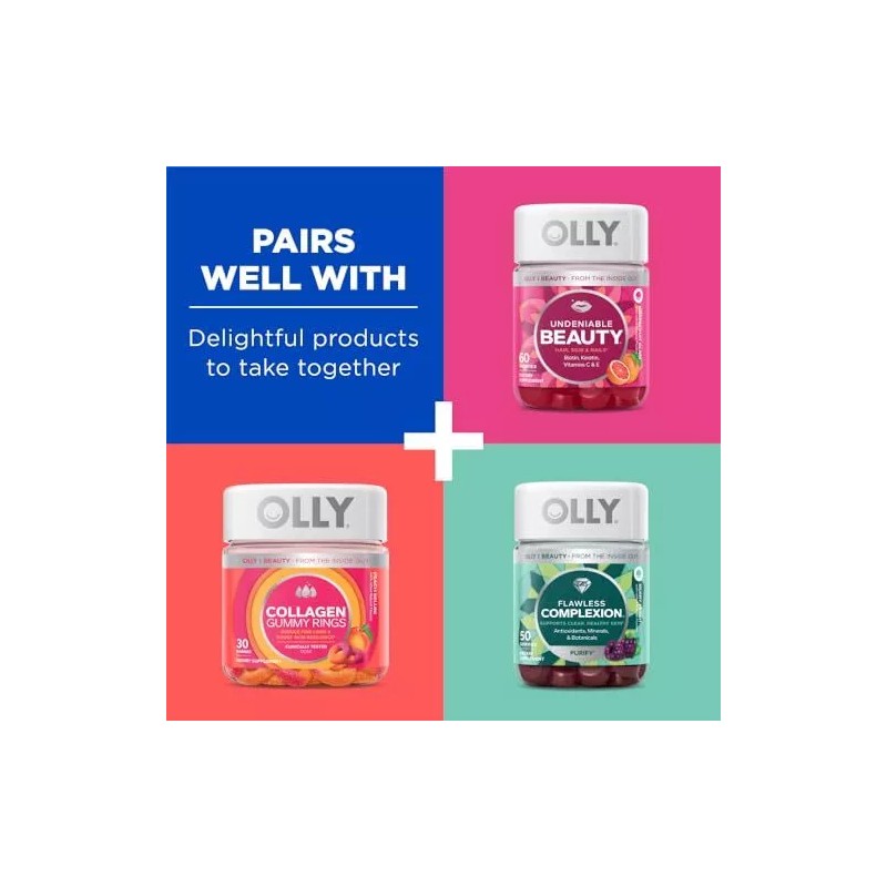 OLLY Glowing Skin Gummies 50 Count with Hyaluronic Acid Collagen
