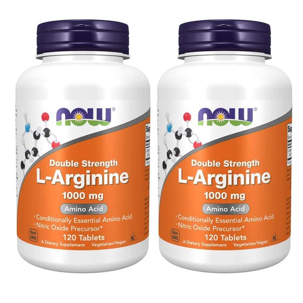 Now Foods L-Arginine 1000 mg, 120 Tablet (2 Pack)
