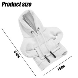 KANDUJIMU Car Gear Shift Cover, Funny Fashionable Mini Cute Hoodie Sweater Shirt Winter Warm Automotive Gear Shift Knob Protector, Vehicle Decor Accessories Universal for SUV, Truck, RV (White)