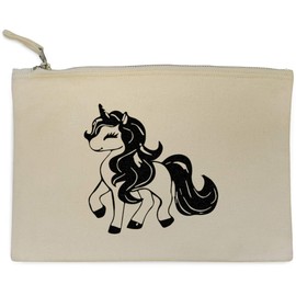 'Happy Unicorn' Canvas Clutch Bag/Accessory Case (CL00038156)