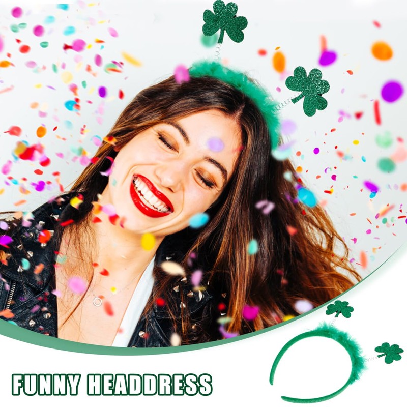 SOLUSTRE Patricks Day Accessories Costume Headband Clover Headband Plush Headpiece