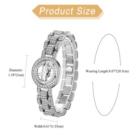 OIDEA Women's Bracelet Jesus Glitter Rhinestone: Silver Links Link Bracelet with Glitter Rhinestone Anxiety Relief Fidget Bracelet Rotating Jesus Spinner Bangle Wrist Jewellery Gift for Women