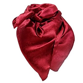 Wyoming Traders Wild Rag Red Silk Jacquard Sarf, 34.5 in by 34.5 in square