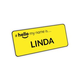 Customised Print Hello My Name is Badge Yellow/Black 76 x 32mm Large Bold Text Dementia Friendly Doctor Student Doctor GP Healthcare Assistant Nurse Practitioner Clinical Medical