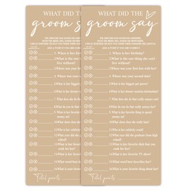 MXLINSW Minimalist Brown Wedding Shower Games Cards, What Did Groom Say, Bridal Shower Games, Engagement Party Wedding Card for 25 Guests, Bridal Party Supplies 4x9inch-A33